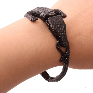 Bijoux en acier inoxydable hip hop bracelet de crocodile en or noir en or noir